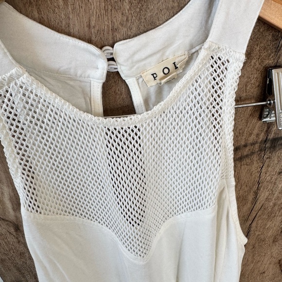 POL White babydoll Sleeveless Mesh Top With High-Low Hem SZ S - Picture 5 of 7